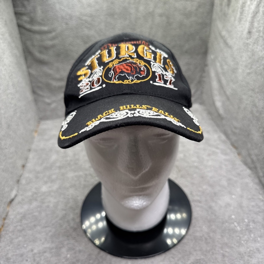 Sturgis Black Hills Biker Rally Hat Embroidered Adjustable Cap Buffalo Bison